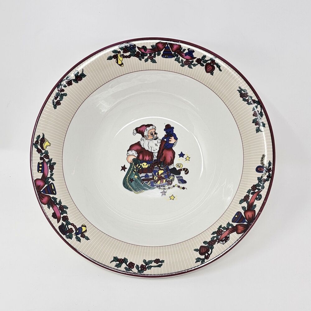 Santa Claus Serving Bow Christmas l 9.25" GEI Design Vegetable Side Holiday Vtg